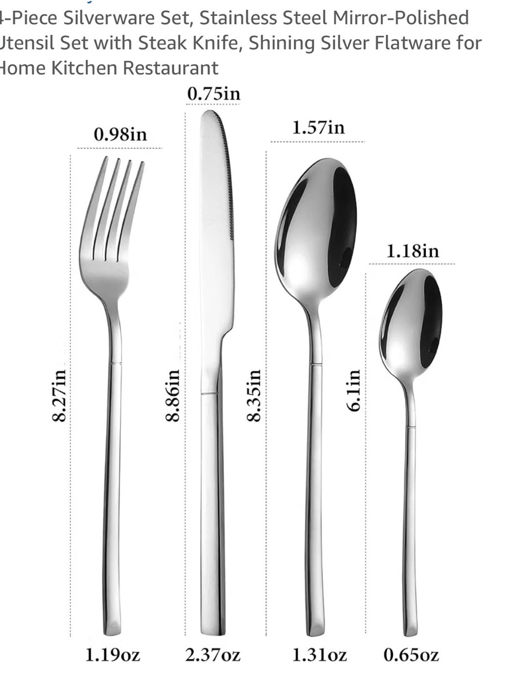 Stainless Steel Mirror-Polished 4-Piece Flatware Set - Silver